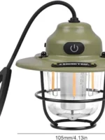 Cluemart Vintage Rechargeable LED Camping Lantern – Stepless Dimming, 4 Modes & IPX4 Waterproof Tent Light