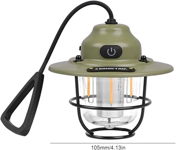 Cluemart Vintage Rechargeable LED Camping Lantern – Stepless Dimming, 4 Modes & IPX4 Waterproof Tent Light