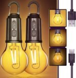 Cluemart Pack of 2 Rechargeable LED Camping Lantern – 3-Mode Portable Tent Light for Hiking, Fishing & Emergencies