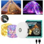 Cluemart 32.8FT Retractable Outdoor Camping String Light | Built-in Flashlight Torch, 8 Modes & USB Phone Power Bank
