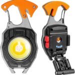 Cluemart Rechargeable COB LED Keychain Work Light – Magnetic Base, Carabiner Hook & Folding Stand (6 Modes)
