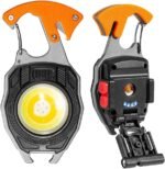 Cluemart Rechargeable COB LED Keychain Work Light – Magnetic Base, Carabiner Hook & Folding Stand (6 Modes)