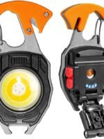 Cluemart Rechargeable COB LED Keychain Work Light – Magnetic Base, Carabiner Hook & Folding Stand (6 Modes)