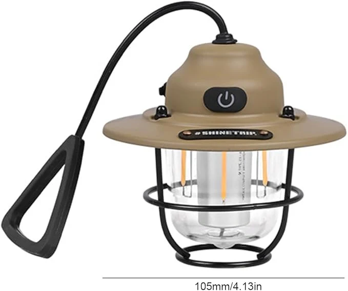 Cluemart Vintage Rechargeable LED Camping Lantern – Stepless Dimming, 4 Modes & IPX4 Waterproof Tent Light