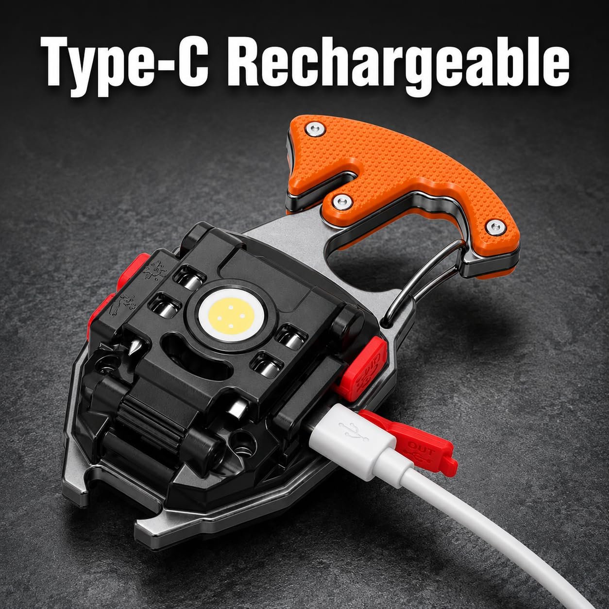Cluemart Rechargeable COB LED Keychain Work Light – Magnetic Base, Carabiner Hook & Folding Stand (6 Modes)