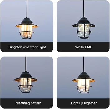 Cluemart Vintage Rechargeable LED Camping Lantern – Stepless Dimming, 4 Modes & IPX4 Waterproof Tent Light