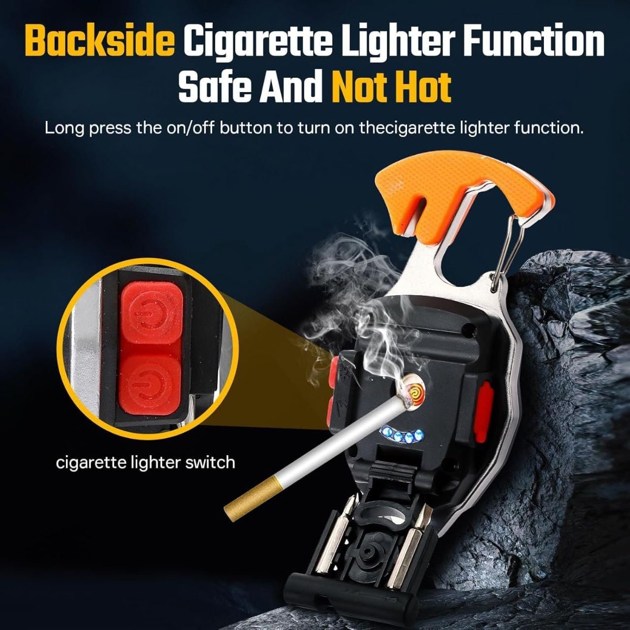 Cluemart Rechargeable COB LED Keychain Work Light – Magnetic Base, Carabiner Hook & Folding Stand (6 Modes)