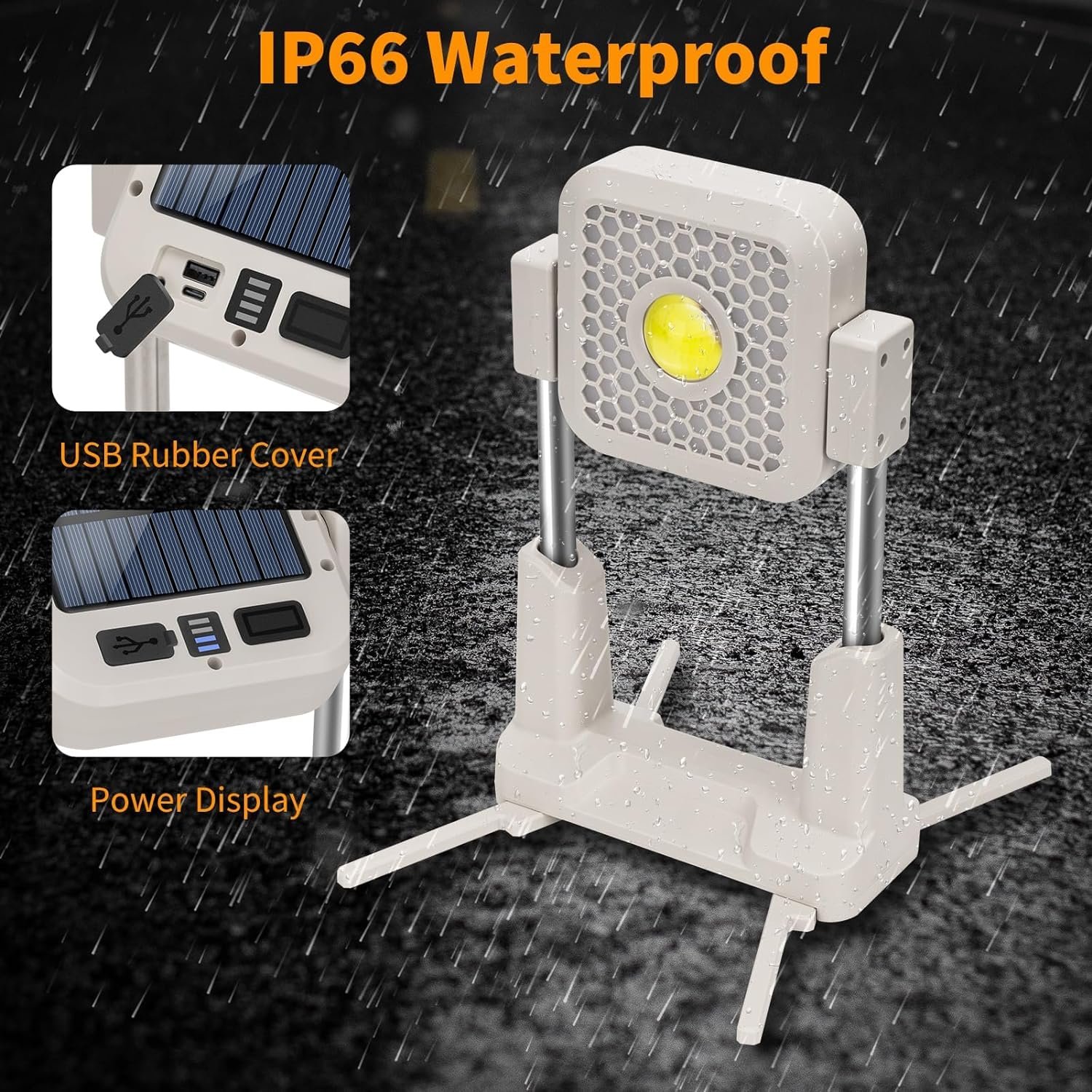 Cluemart 00W Rechargeable Telescopic LED Work Light (12–65") – 10000mAh Battery, 360° Rotating Waterproof Floodlight