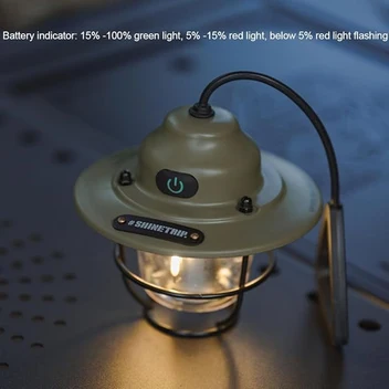 Cluemart Vintage Rechargeable LED Camping Lantern – Stepless Dimming, 4 Modes & IPX4 Waterproof Tent Light