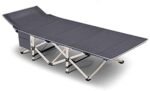 Heavy-Duty Folding Camping Cot (200kg / 440lbs Max Load) – Portable Military-Style Sleeping Bed with Storage Pocket & Carry Bag for Tent Camping & Beach