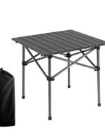 Portable Aluminum Folding Camping Table with Roll-Up Top – Lightweight Metal Picnic Table with Carry Bag for BBQ, Fishing & Beach