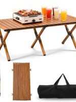 Portable Aluminum Roll-Up Camping Table with Carry Bag – Lightweight Folding Picnic Table for BBQ, Beach, Hiking & Overland Travel