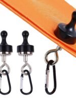 Heavy-Duty Magnetic Canopy Hooks with Carabiner Clips – Neodymium Magnet Hangers for Camping Tents, Awnings & Cruise Ship Cabins (Small)
