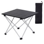Ultralight Folding Camping Table (39.5 × 34.5cm) – Aluminum Roll-Up Outdoor Side Desk with Carry Bag for Backpacking, Hiking & Picnics