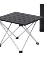 Ultralight Folding Camping Table (39.5 × 34.5cm) – Aluminum Roll-Up Outdoor Side Desk with Carry Bag for Backpacking, Hiking & Picnics