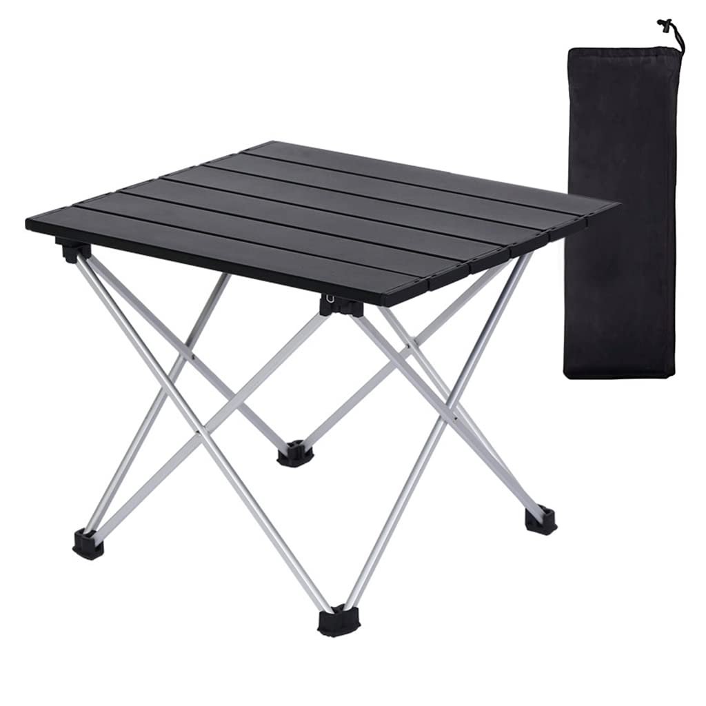 Ultralight Folding Camping Table (39.5 × 34.5cm) – Aluminum Roll-Up Outdoor Side Desk with Carry Bag for Backpacking, Hiking & Picnics