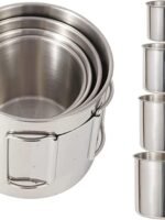 Portable Stainless Steel Campfire Coffee Mugs (4-Pack) – Heat-Proof Camping Drink Cups with Collapsible Handles & Breathable Travel Pouch