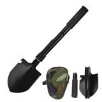 Multi-Function Folding Camping Shovel & Entrenching Tool – Portable Carbon Steel Survival Spade with Pickaxe & Saw for Car Emergency, Hiking & Gardening