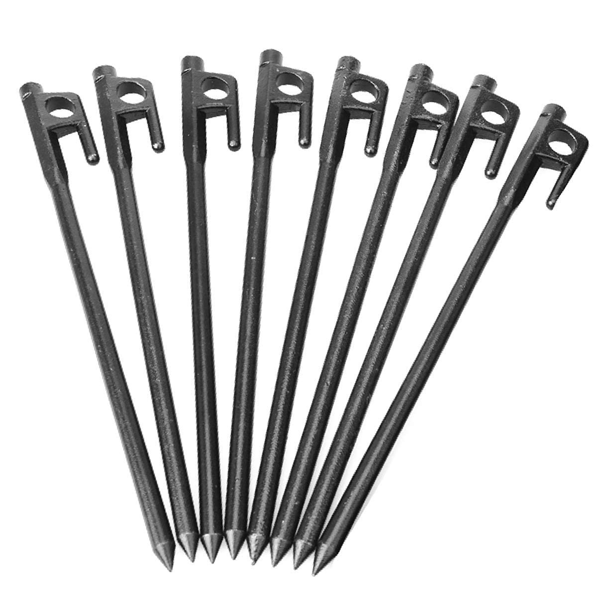 12-Inch Heavy-Duty Forged Steel Tent Stakes – Unbreakable Metal Ground Pegs for Rocky Terrain, Hard Ground, Camping Tarp & Canopy Anchoring