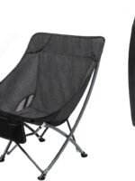 Portable Folding Camping Chair with Backrest & Mesh Storage Pocket – Lightweight Compact Camp Seat with Carry Bag for Fishing, Beach, Hiking & Picnics