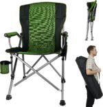 High-Back Folding Camp Chair for Adults – Heavy-Duty 330 LBS Steel Frame Director's Chair with Cup Holder & Side Organizer for Camping & Sports