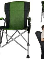High-Back Folding Camp Chair for Adults – Heavy-Duty 330 LBS Steel Frame Director's Chair with Cup Holder & Side Organizer for Camping & Sports