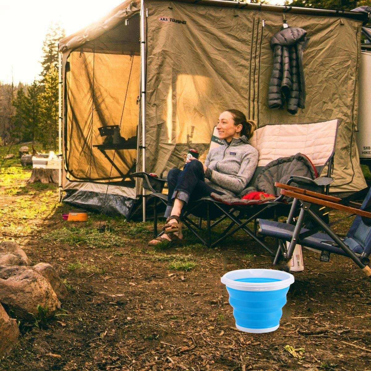 5L Collapsible Silicone Bucket with Handle – Portable Folding Water Pail for Car Wash, Camping, Fishing & Home Cleaning