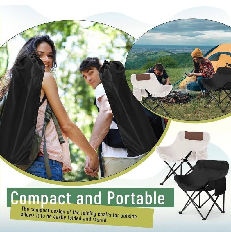 Heavy-Duty Portable Camp Chair (300 lbs Capacity) – Durable Oxford Fabric Folding Outdoor Armchair with Storage Bag for Camping & Tailgating