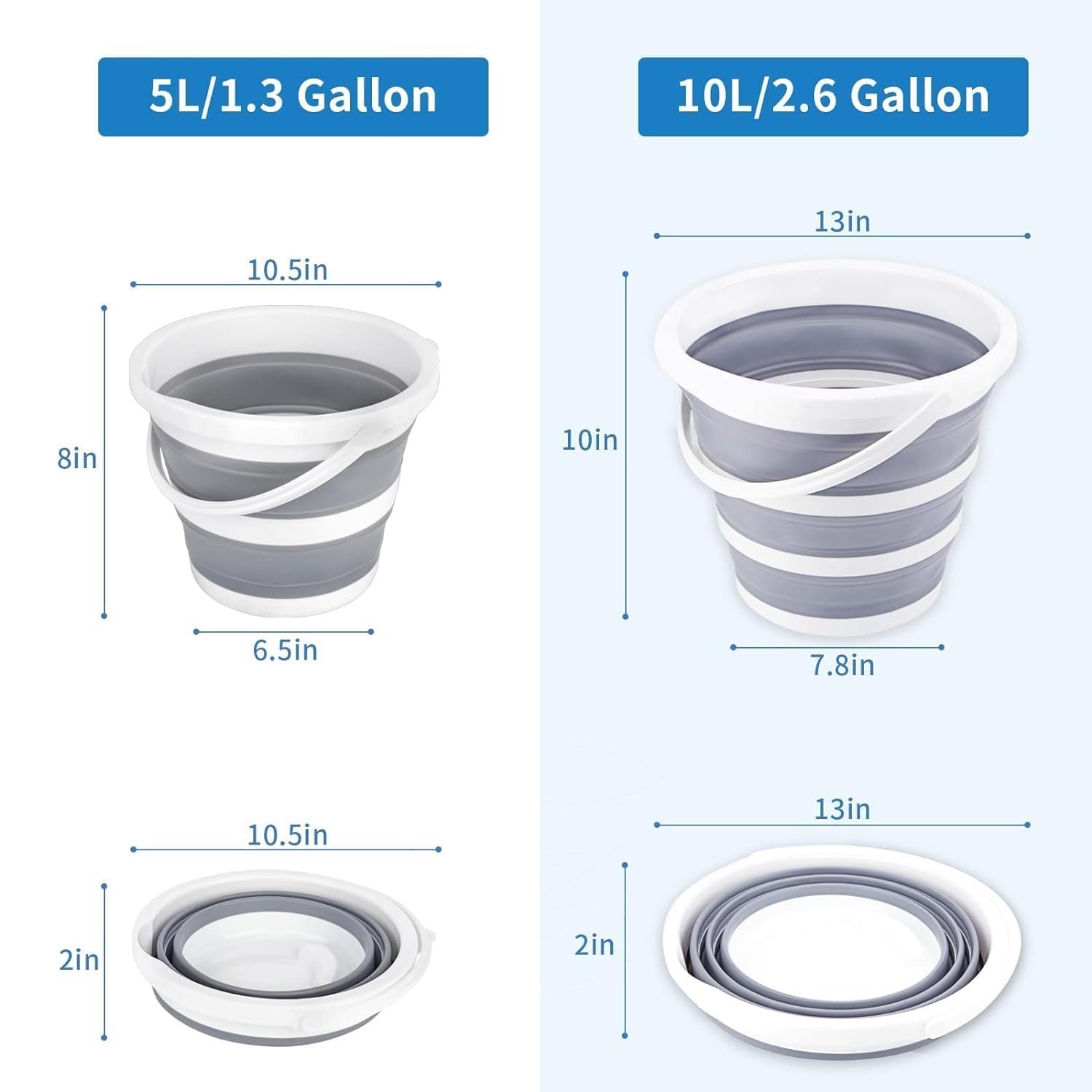 5L Collapsible Silicone Bucket with Handle – Portable Folding Water Pail for Car Wash, Camping, Fishing & Home Cleaning