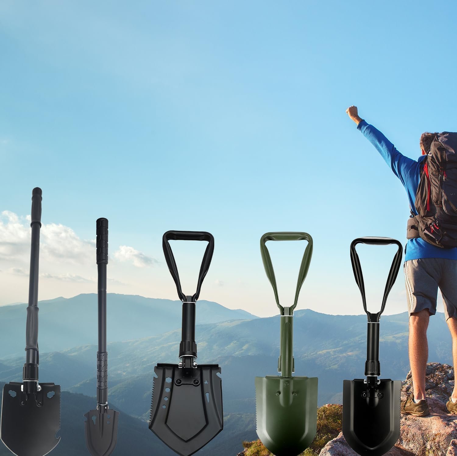 23-Inch Folding Camp Shovel & Entrenching Tool – Heavy-Duty High-Carbon Steel Portable Survival Shovel with Carry Pouch for Snow, Off-Road & Car Emergency