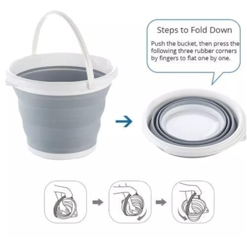 5L Collapsible Silicone Bucket with Handle – Portable Folding Water Pail for Car Wash, Camping, Fishing & Home Cleaning