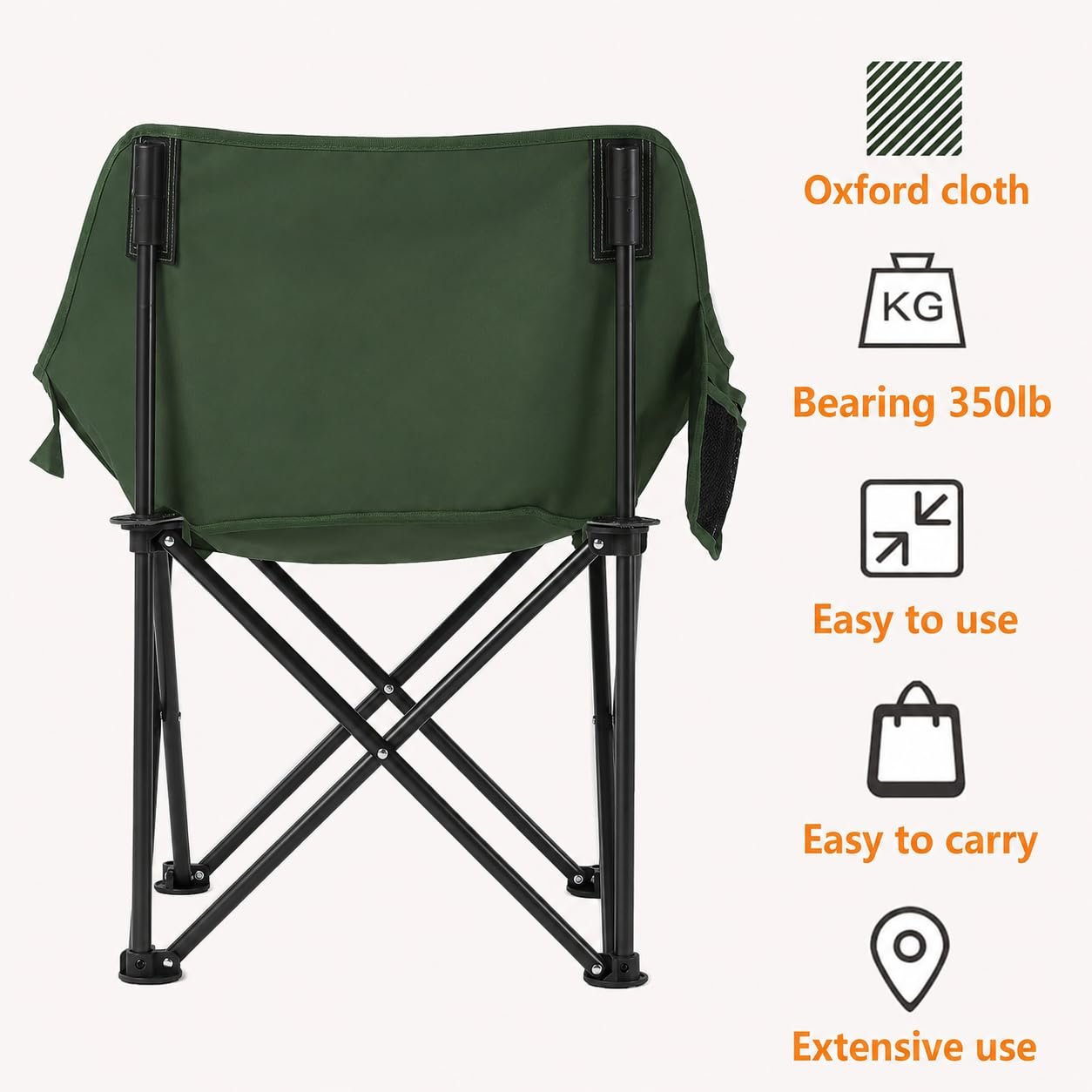 Heavy-Duty Portable Camp Chair (300 lbs Capacity) – Durable Oxford Fabric Folding Outdoor Armchair with Storage Bag for Camping & Tailgating