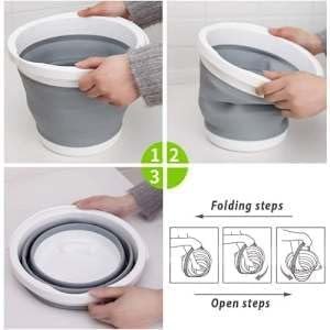 10L Collapsible Silicone Bucket & Basin with Handle – Heavy-Duty Foldable Water Pail for Car Wash, Camping, Cleaning & Fishing