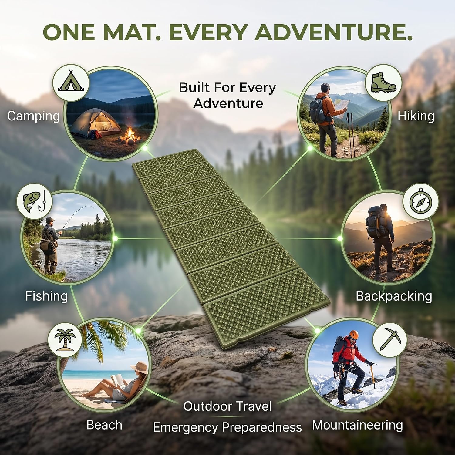 Foldable Foam Camping Sleeping Pad with Egg Crate Design – Ultralight Waterproof Accordion Mattress for Backpacking, Hiking & Tent Camping