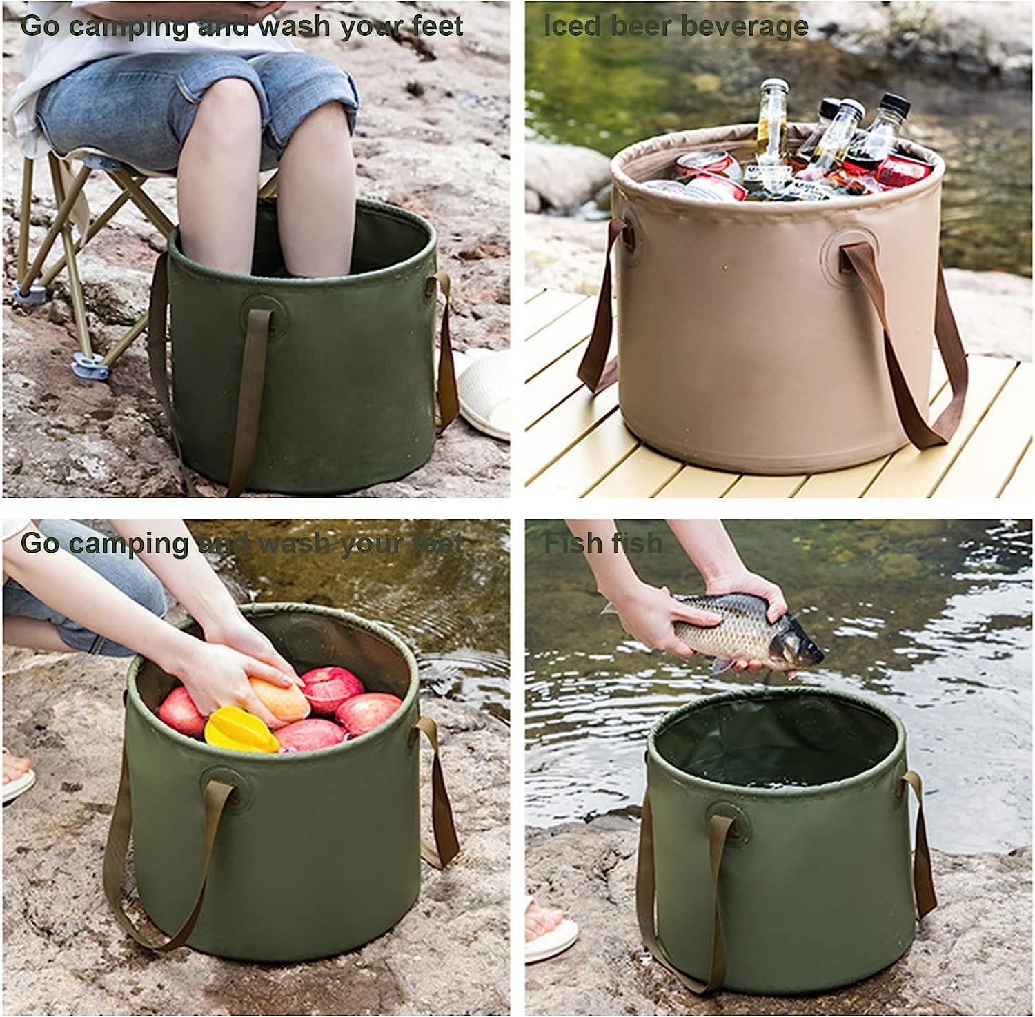 10 Liter Portable Folding Bucket – Heavy-Duty Waterproof Fabric Water Basin & Gear Storage Organizer for Outdoor Camping, Gardening & Hiking