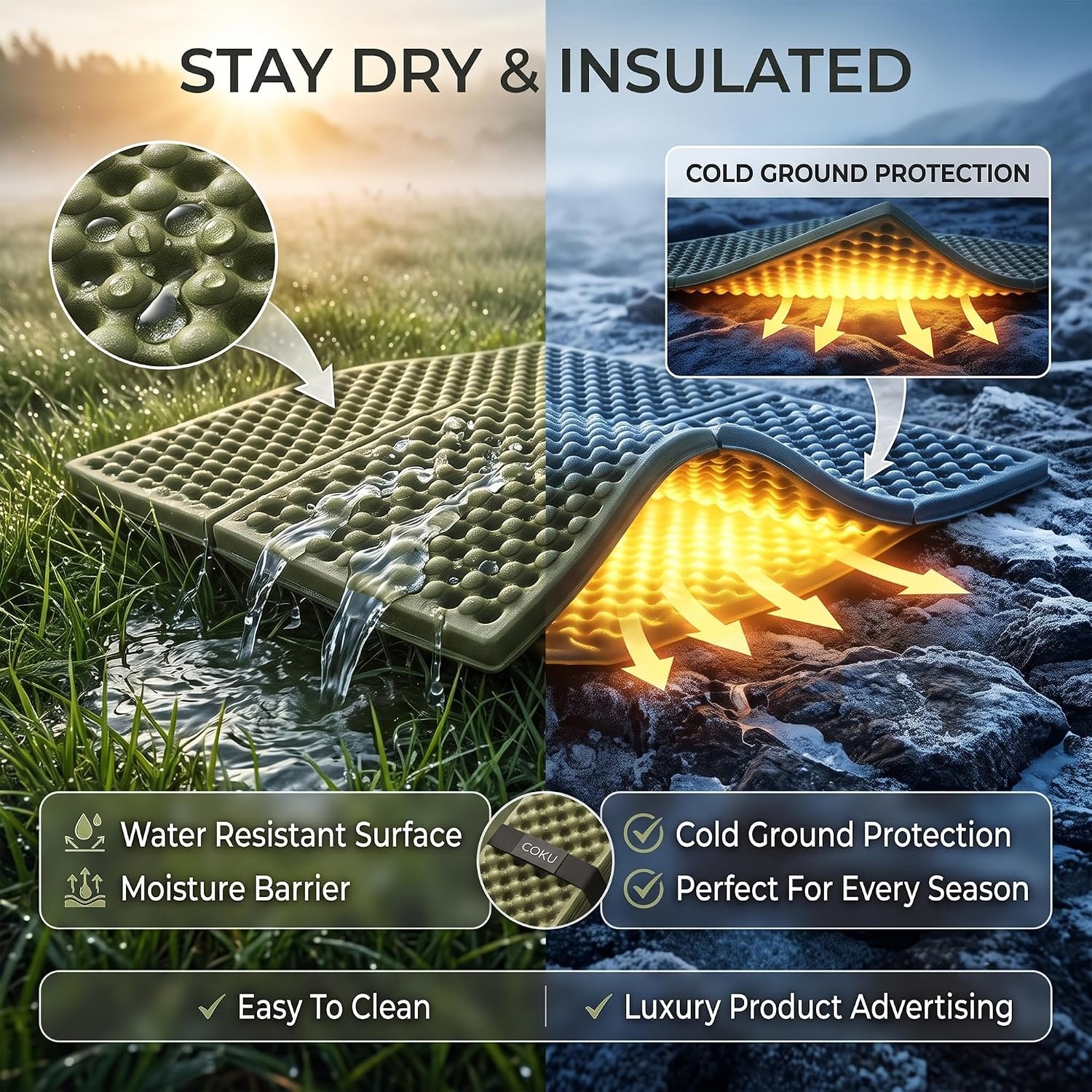 Foldable Foam Camping Sleeping Pad with Egg Crate Design – Ultralight Waterproof Accordion Mattress for Backpacking, Hiking & Tent Camping
