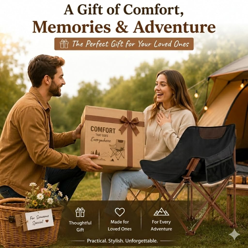 Heavy-Duty Portable Camp Chair (300 lbs Capacity) – Durable Oxford Fabric Folding Outdoor Armchair with Storage Bag for Camping & Tailgating